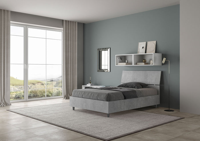 Letto 1 Piazza e Mezzo 120x200 cm con Rete Testata Inclinata Demas Grigio