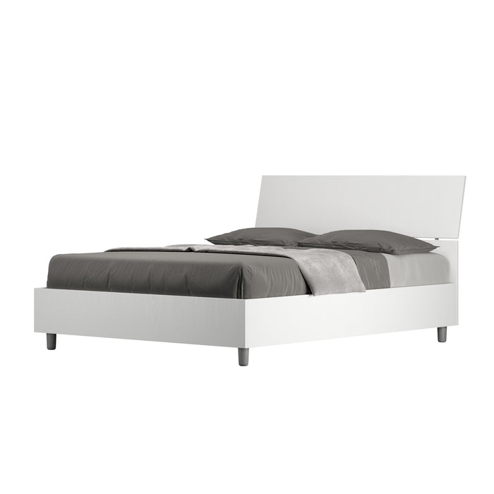 Letto matrimoniale francese senza rete 140x200 testata inclinata bianco frassino Demas