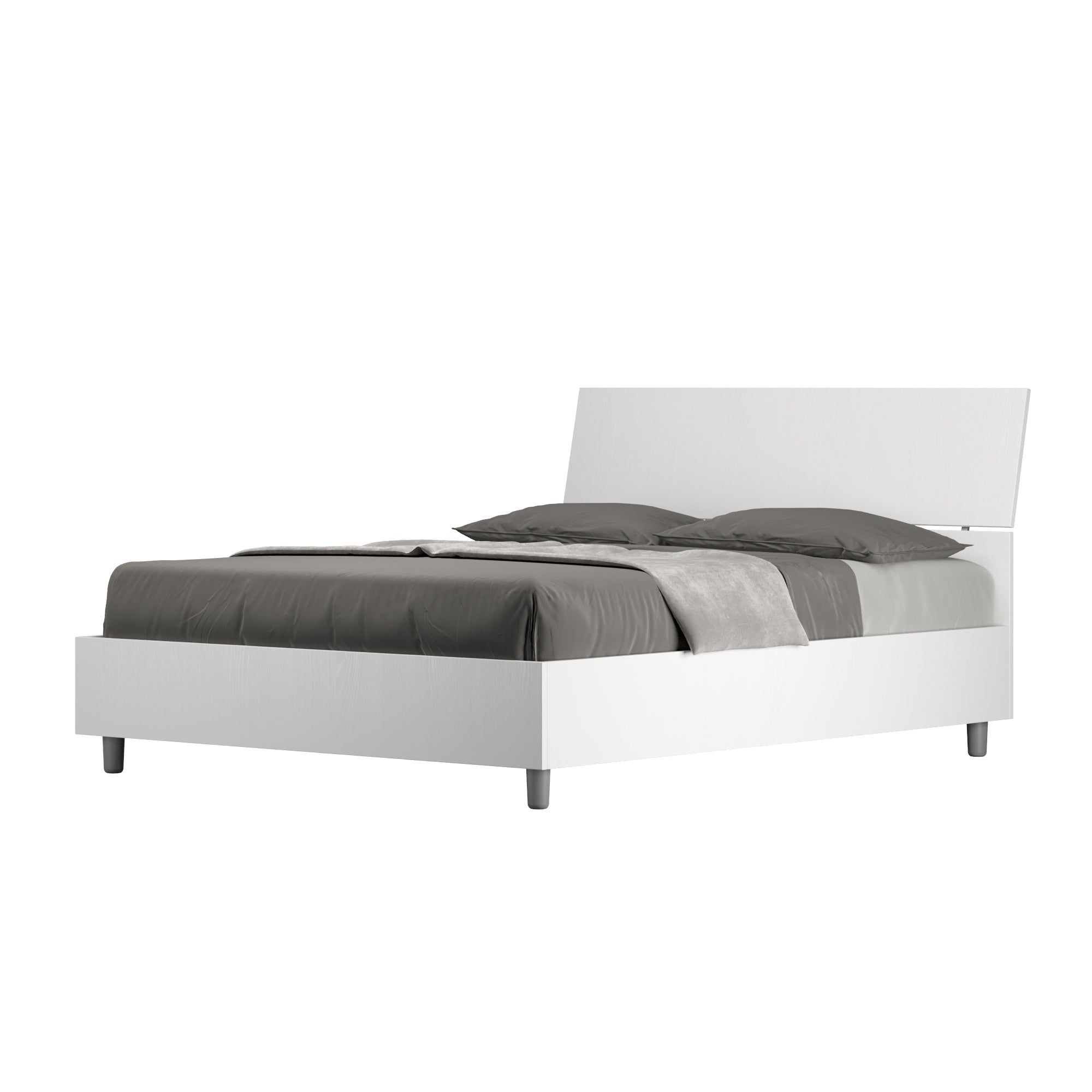 Letto Matrimoniale Francese 140x200 cm Senza Rete Testata Inclinata Demas Bianco Frassino