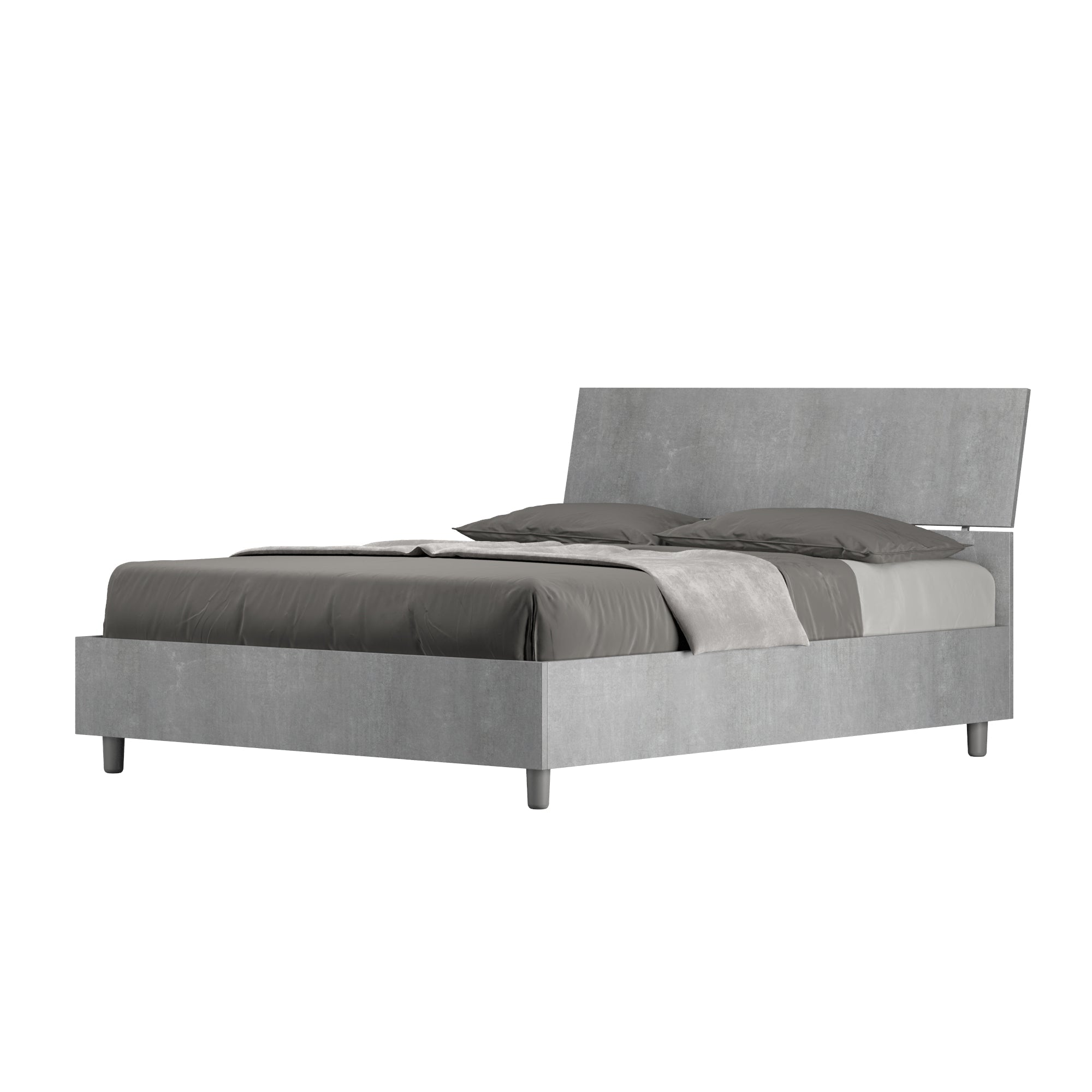 Letto Matrimoniale Francese 140x190 cm Senza Rete Demas Testata Inclinata Cemento