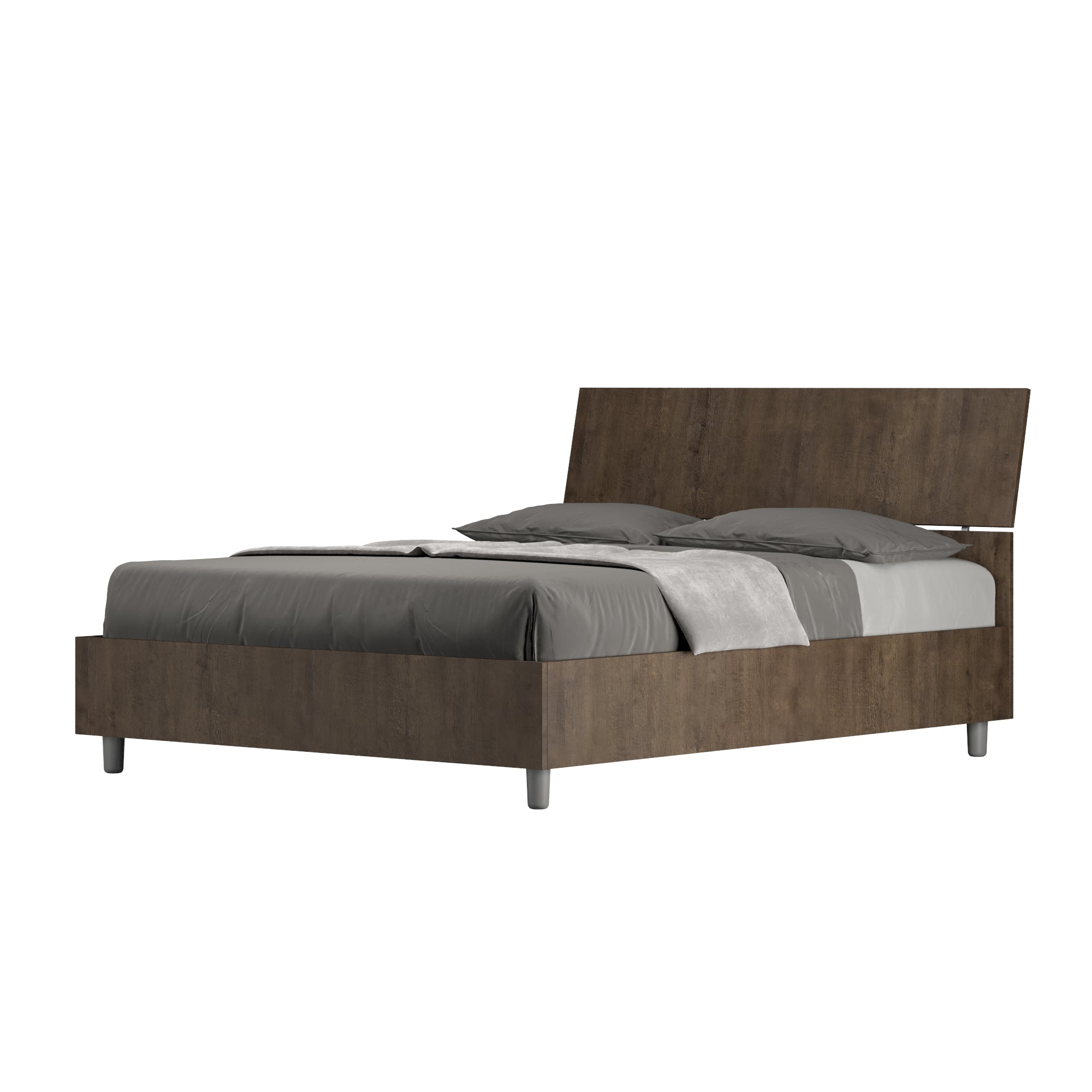 Letto matrimoniale francese senza rete 140x200 testata inclinata noce Demas