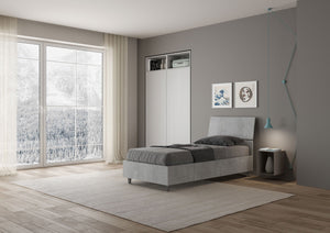 Letto Singolo 80x200 cm con Rete Testata Inclinata Demas Grigio