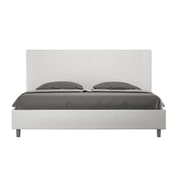 Letto matrimoniale king size senza rete imbottito 200x200 similpelle bianco Goya