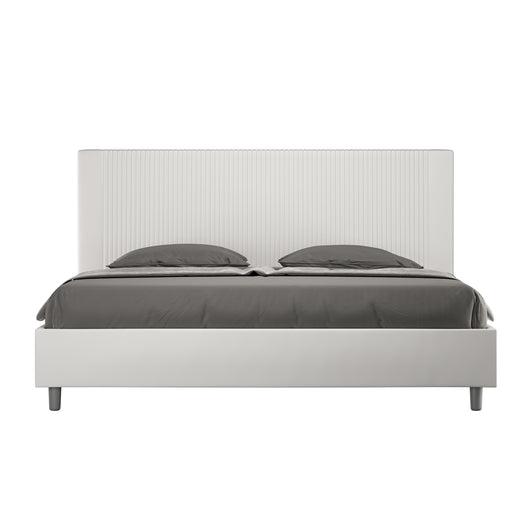 Letto matrimoniale king size senza rete imbottito 200x200 similpelle bianco Goya