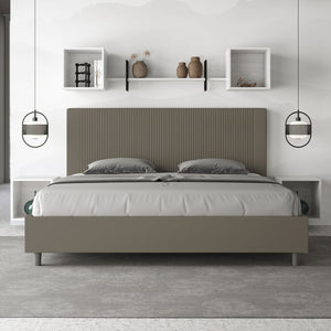 Letto matrimoniale king size con rete imbottito 180x210 similpelle cappuccino Goya