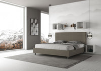 Letto matrimoniale king size con rete imbottito 200x210 similpelle cappuccino Goya