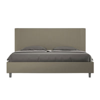 Letto matrimoniale king size con rete imbottito 200x210 similpelle cappuccino Goya