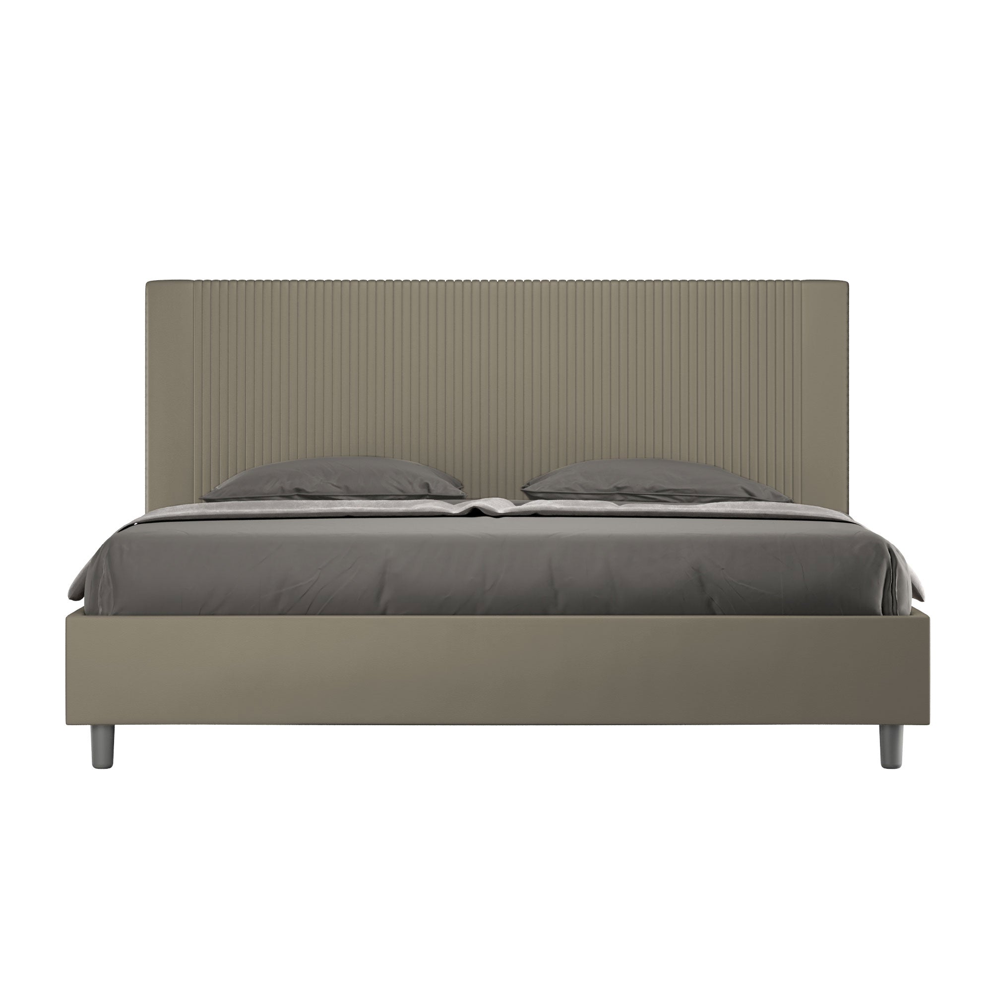 Letto matrimoniale king size contenitore imbottito 200x200 similpelle cappuccino Goya