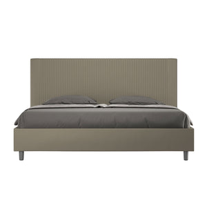 Letto matrimoniale king size con rete imbottito 180x210 similpelle cappuccino Goya