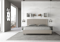 Letto matrimoniale king size con rete imbottito 180x210 similpelle tortora Goya