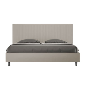 Letto matrimoniale king size senza rete imbottito 180x210 similpelle tortora Goya