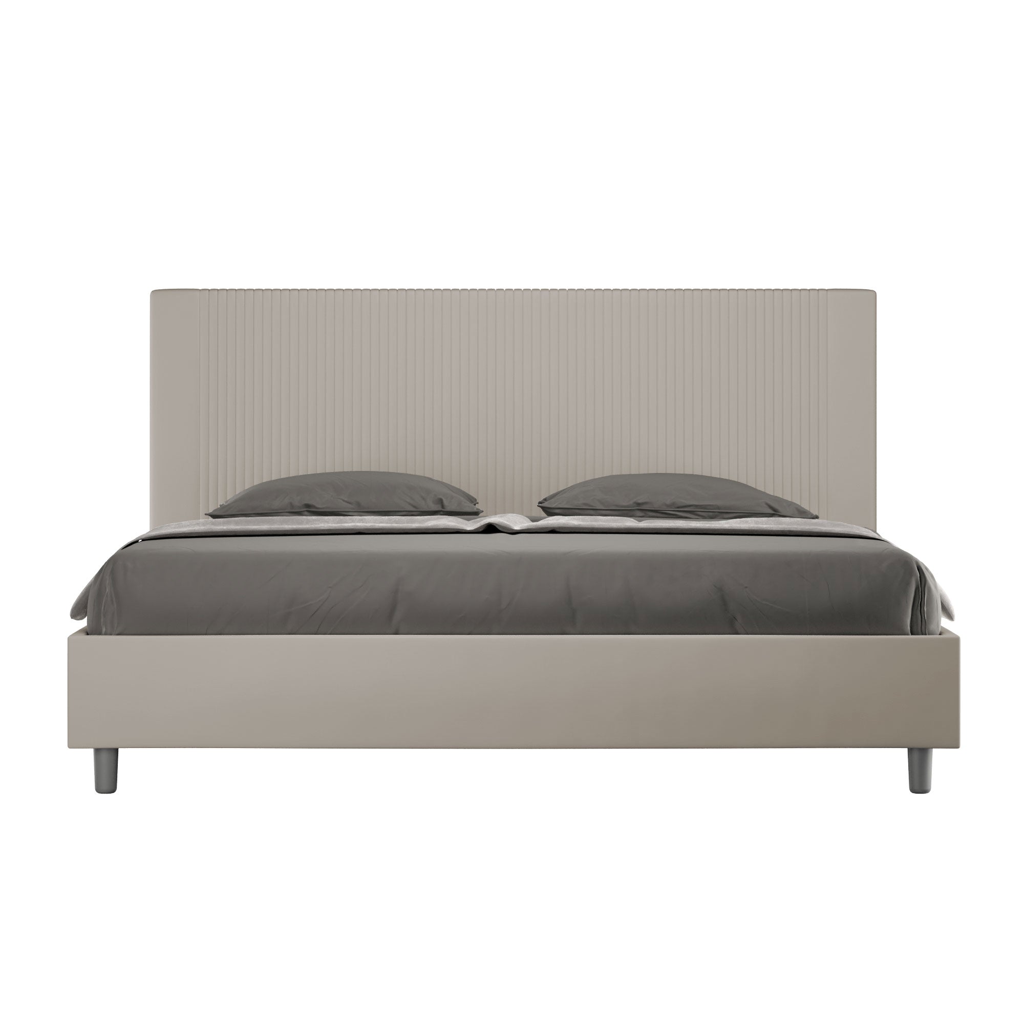 Letto matrimoniale king size con rete imbottito 180x210 similpelle tortora Goya