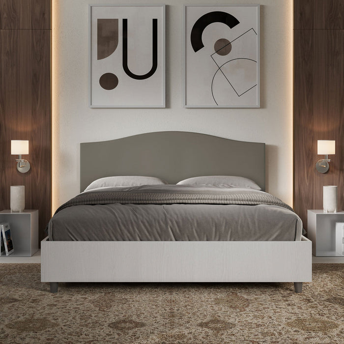 Letto Matrimoniale 160x190 cm con Rete e Contenitore Grace Cappuccino