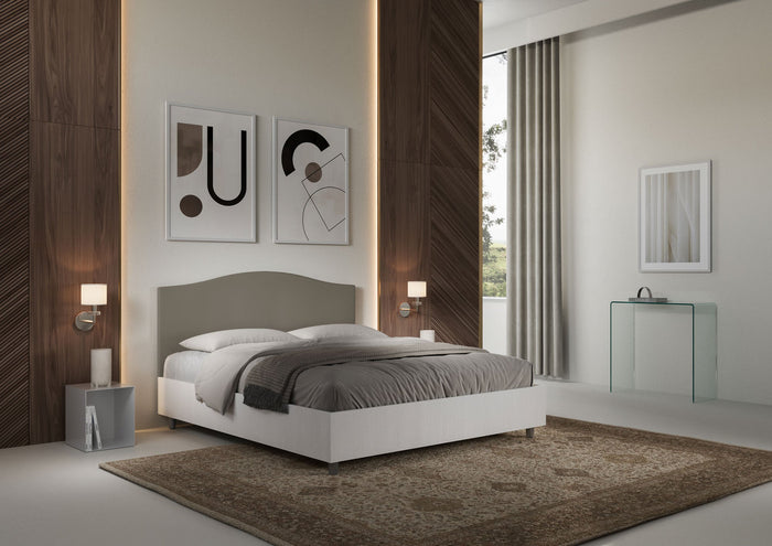 Letto Matrimoniale 160x190 cm con Rete e Contenitore Grace Cappuccino