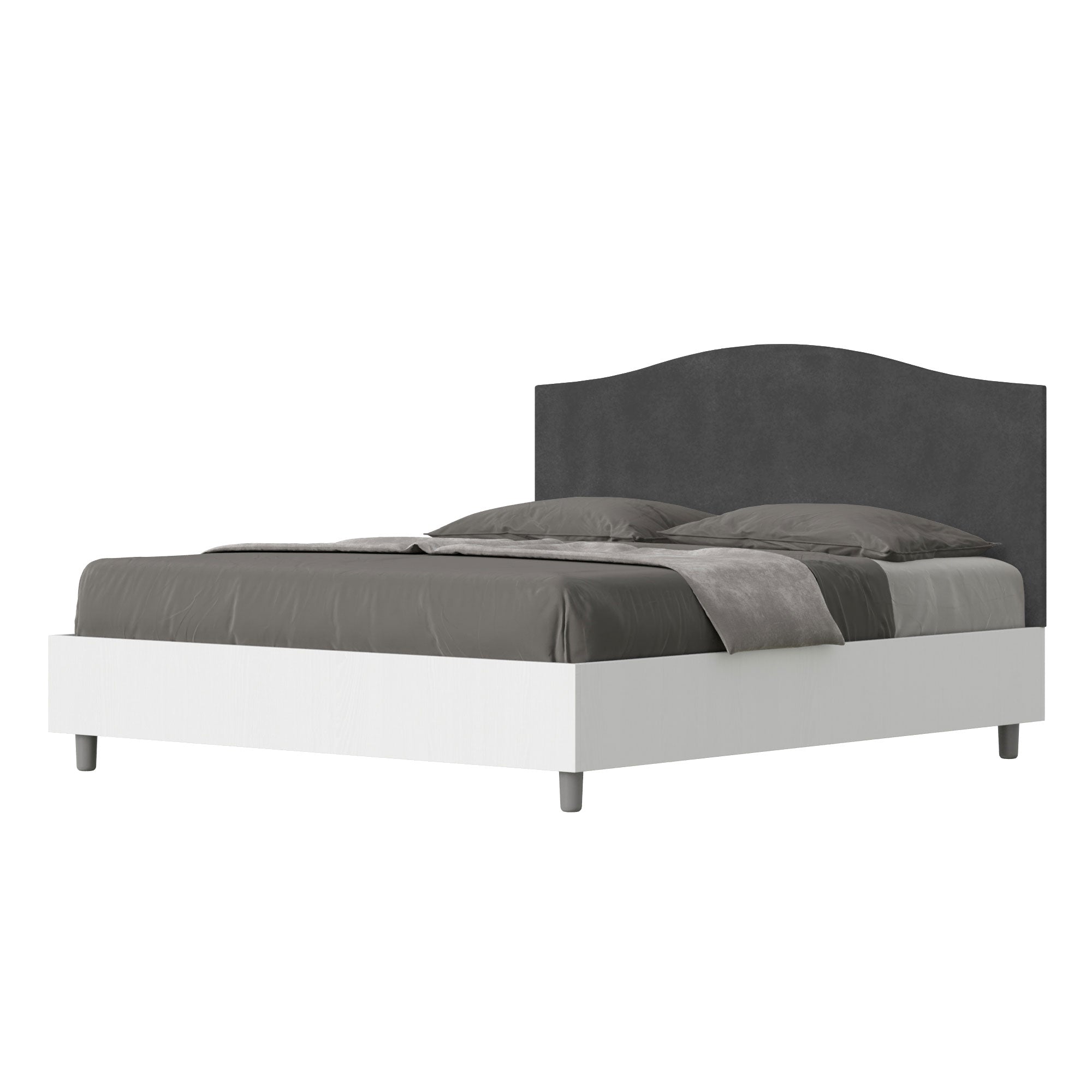 Letto Matrimoniale 160x190 cm con Rete e Contenitore Grace Grigio