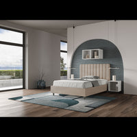 Letto imbottito 1 piazza e mezza 120x190 cm Agueda - Senza rete,Microfibra,Sabbia