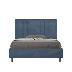 Letto imbottito 1 piazza e mezza 120x190 cm Agueda - Senza rete,Microfibra,Blu