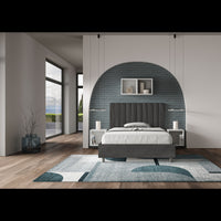 Letto imbottito 1 piazza e mezza 120x190 cm Agueda - Contenitore,Microfibra,Grigio