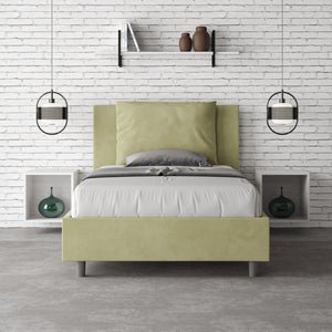 Letto imbottito 1 piazza e mezza 120x190 cm Antea - Con rete,Microfibra,Tè verde