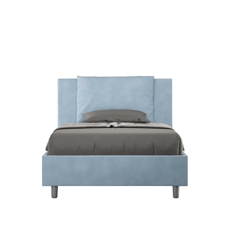 Letto imbottito 1 piazza e mezza 120x190 cm Antea - Senza rete,Microfibra,Azzurro