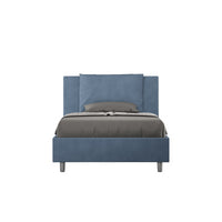 Letto imbottito 1 piazza e mezza 120x190 cm Antea - Contenitore,Microfibra,Blu