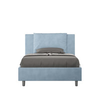 Letto imbottito 1 piazza e mezza 120x190 cm Antea - Contenitore,Microfibra,Azzurro