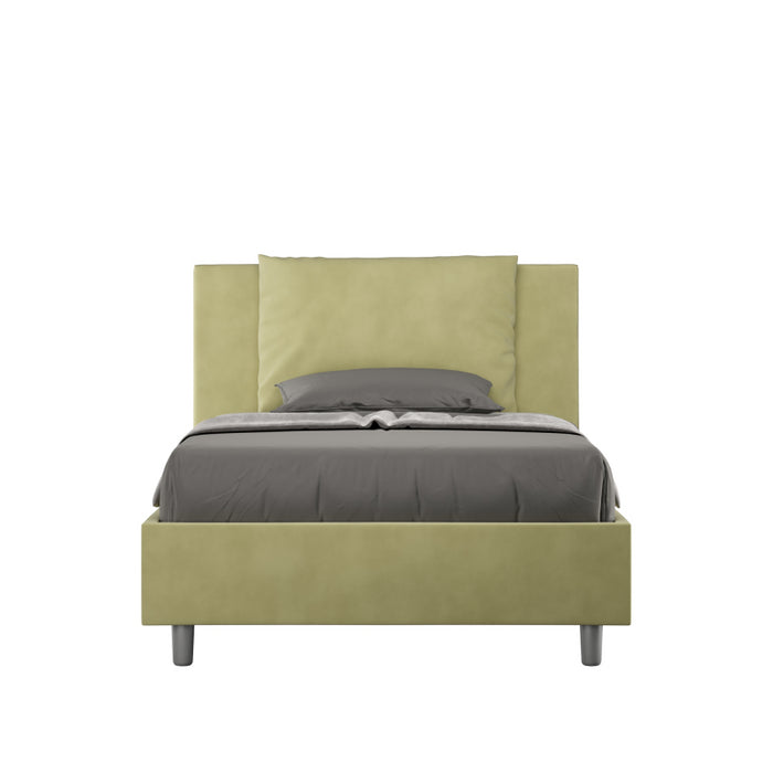 Letto imbottito 1 piazza e mezza 120x190 cm Antea - Con rete,Microfibra,Tè verde