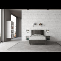 Letto imbottito 1 piazza e mezza 120x190 cm Antea - Con rete,Microfibra,Grigio