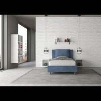 Letto imbottito 1 piazza e mezza 120x190 cm Antea - Senza rete,Microfibra,Blu