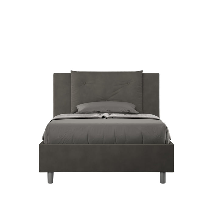 Letto imbottito 1 piazza e mezza 120x190 cm Appia - Senza rete,Microfibra,Grigio