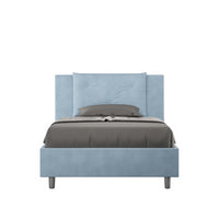 Letto imbottito 1 piazza e mezza 120x190 cm Appia - Contenitore,Microfibra,Azzurro