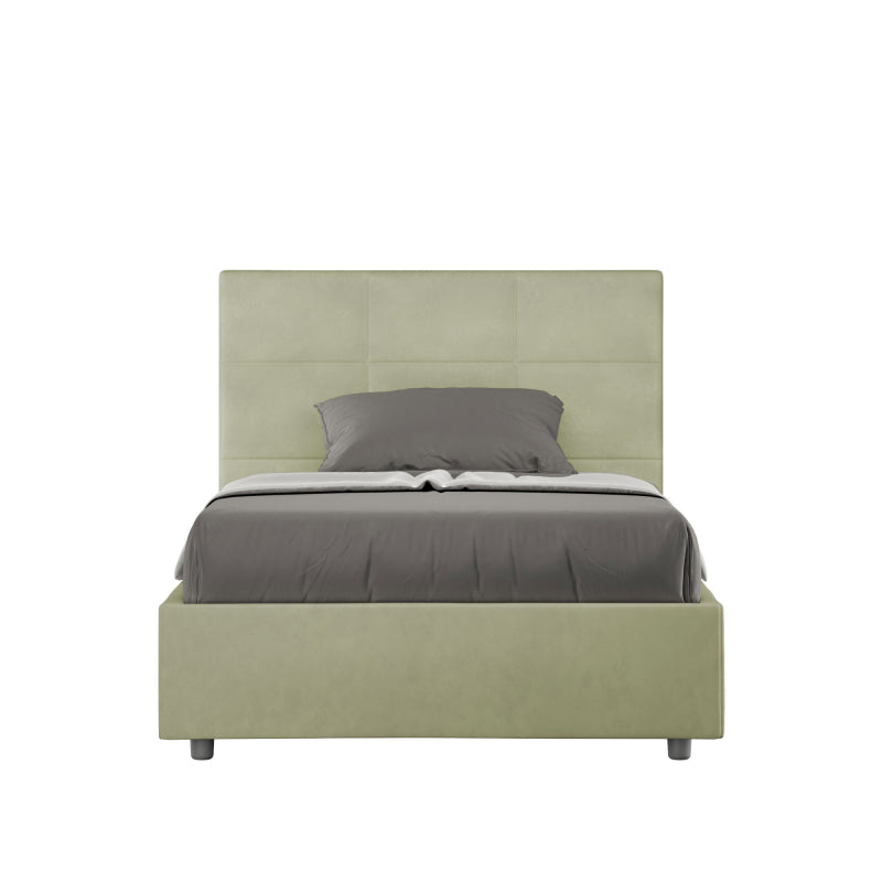 Letto imbottito 1 piazza e mezza 120x190 cm Mika - Senza rete,Microfibra,Tè verde