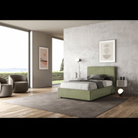 Letto imbottito 1 piazza e mezza 120x190 cm Mika - Senza rete,Microfibra,Tè verde