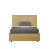 Letto imbottito 1 piazza e mezza 120x190 cm Mika - Contenitore,Microfibra,Ocra