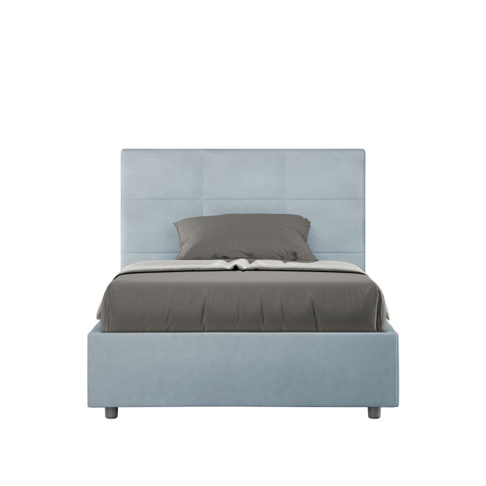 Letto imbottito 1 piazza e mezza 120x190 cm Mika - Senza rete,Microfibra,Azzurro