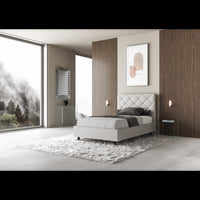 Letto imbottito 1 piazza e mezza 120x190 cm Priya - Bianco,Similpelle,Contenitore