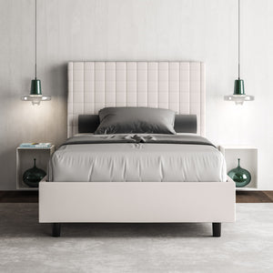 Letto imbottito 1 piazza e mezza 120x190 cm Sunny - Bianco,Similpelle,Con rete