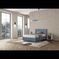 Letto imbottito 1 piazza e mezza 120x190 cm tessuto Aragona Adele - Contenitore,Blu