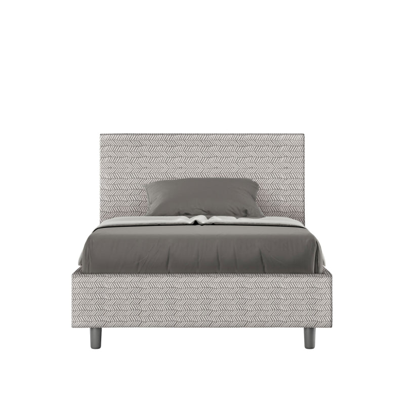 Letto imbottito 1 piazza e mezza 120x190 cm tessuto Aragona Adele - Bianco,Contenitore