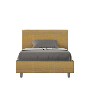 Letto imbottito 1 piazza e mezza 120x190 cm tessuto Labirinto Adele - Senza rete,Giallo