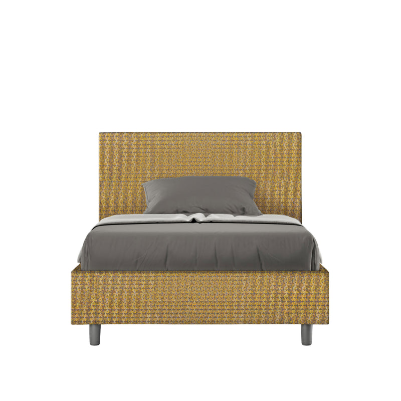 Letto imbottito 1 piazza e mezza 120x190 cm tessuto Labirinto Adele - Contenitore,Giallo