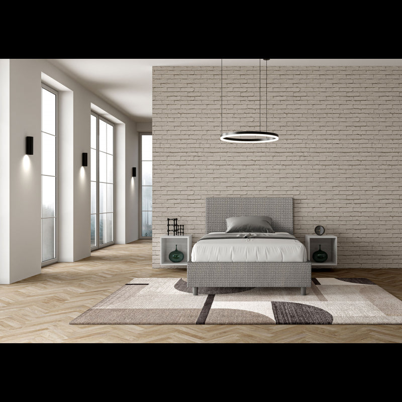 Letto imbottito 1 piazza e mezza 120x190 cm tessuto Labirinto Adele - Contenitore