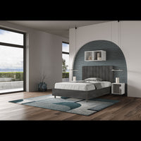 Letto imbottito 1 piazza e mezza 120x200 cm Agueda - Contenitore,Microfibra,Grigio