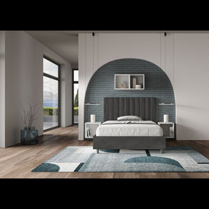 Letto imbottito 1 piazza e mezza 120x200 cm Agueda - Contenitore,Microfibra,Grigio