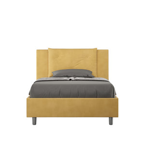 Letto imbottito 1 piazza e mezza 120x200 cm Appia - Senza rete,Microfibra,Ocra