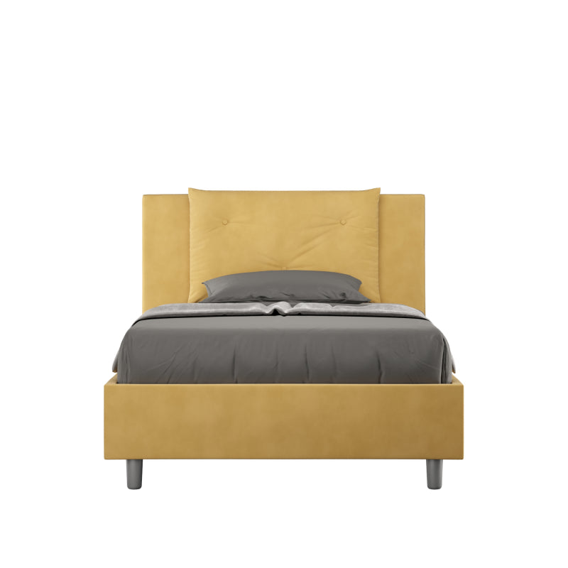 Letto imbottito 1 piazza e mezza 120x200 cm Appia - Senza rete,Microfibra,Ocra