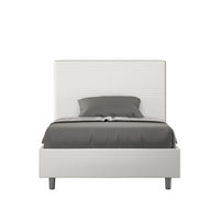 Letto imbottito 1 piazza e mezza 120x200 cm Focus - Bianco,Similpelle,Con rete