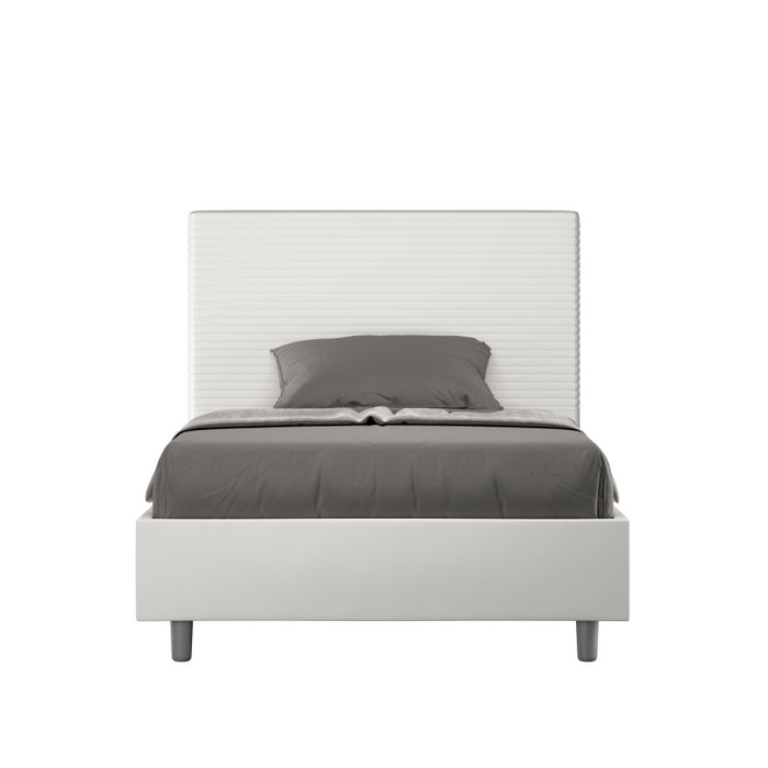 Letto imbottito 1 piazza e mezza 120x200 cm Focus - Senza rete,Bianco,Similpelle