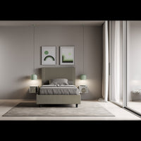 Letto imbottito 1 piazza e mezza 120x200 cm Goya - Similpelle,Cappuccino,Contenitore