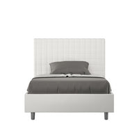 Letto imbottito 1 piazza e mezza 120x200 cm Sunny - Senza rete,Bianco,Similpelle